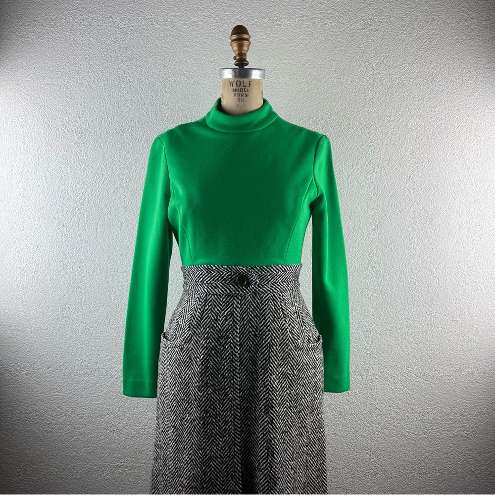 Vintage l 60s S Don Sophisticates Retro Mod GoGo Knit A-Line Tweed Scooter Dress